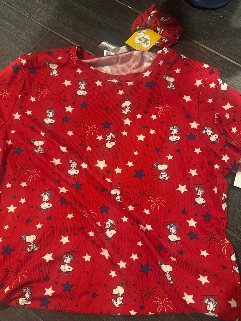 Peanuts Red Snoopy Star & Firework Short Sleeve Tee